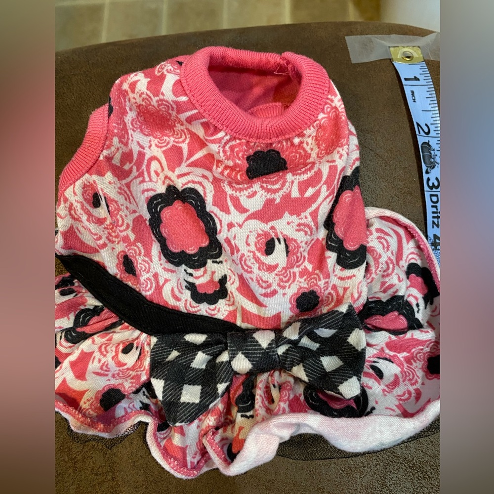 Pink and Black Patterned Dog Dress